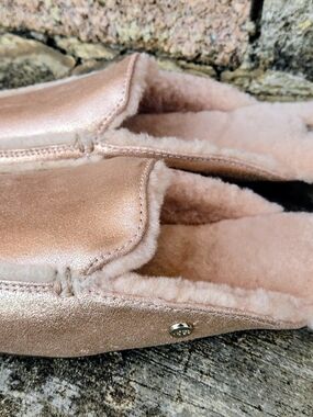 UGG Rose Gold Metallic Shearling Slip-On Slippers